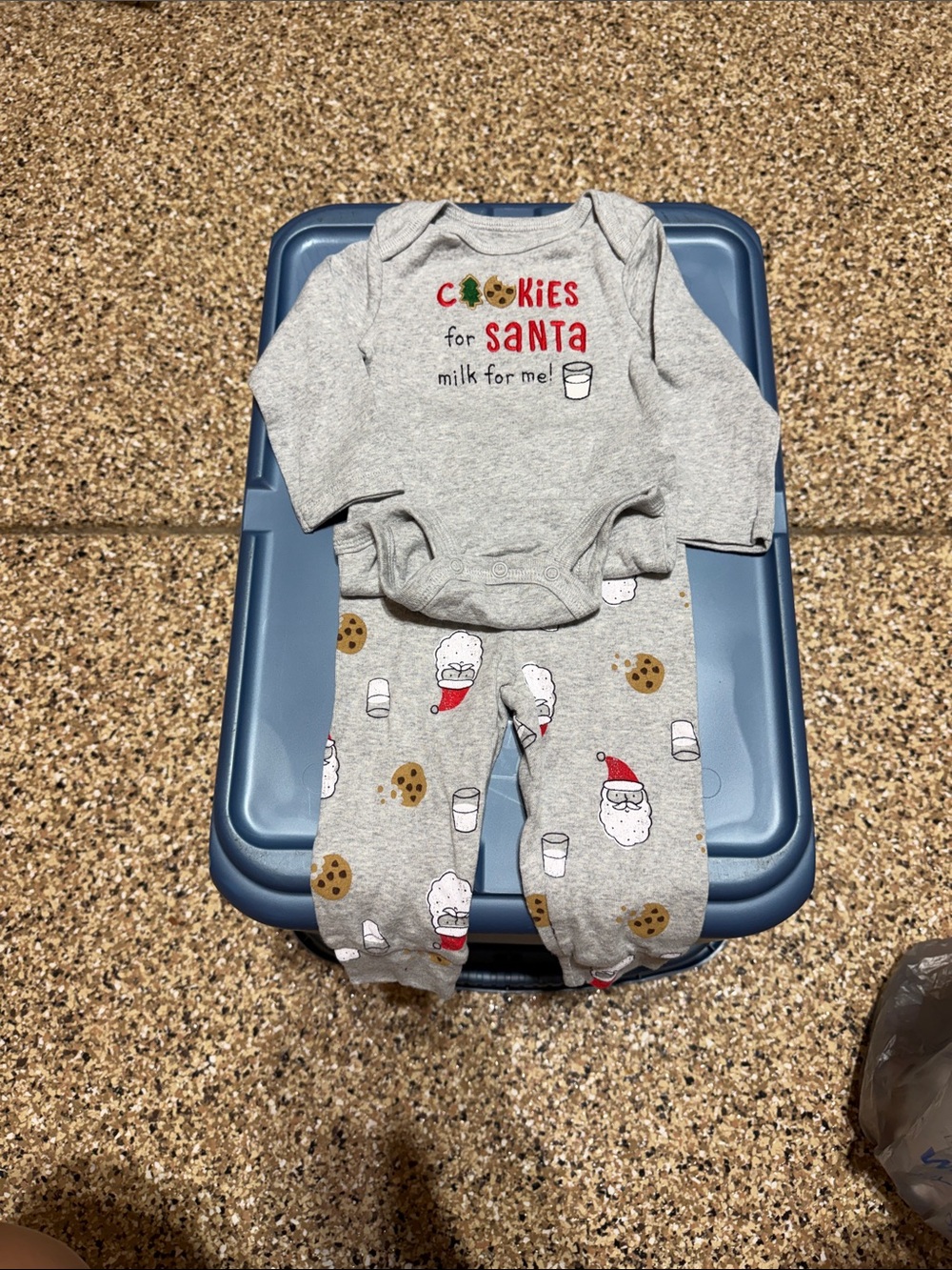Carter's Grey Holiday 'Cookies for Santa' Two-Piece Bodysuit Set
